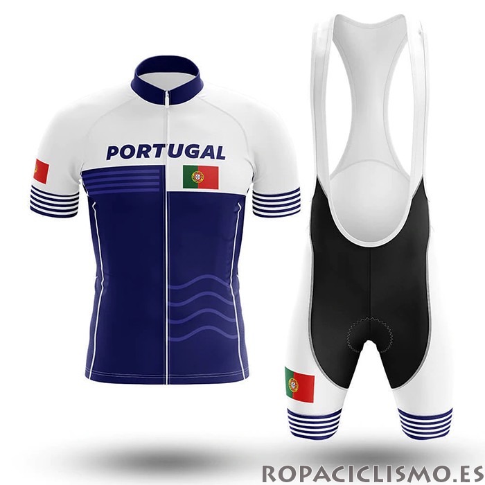 2020 Maillot Campeon Portugal Tirantes Mangas Cortas Blanco Azul